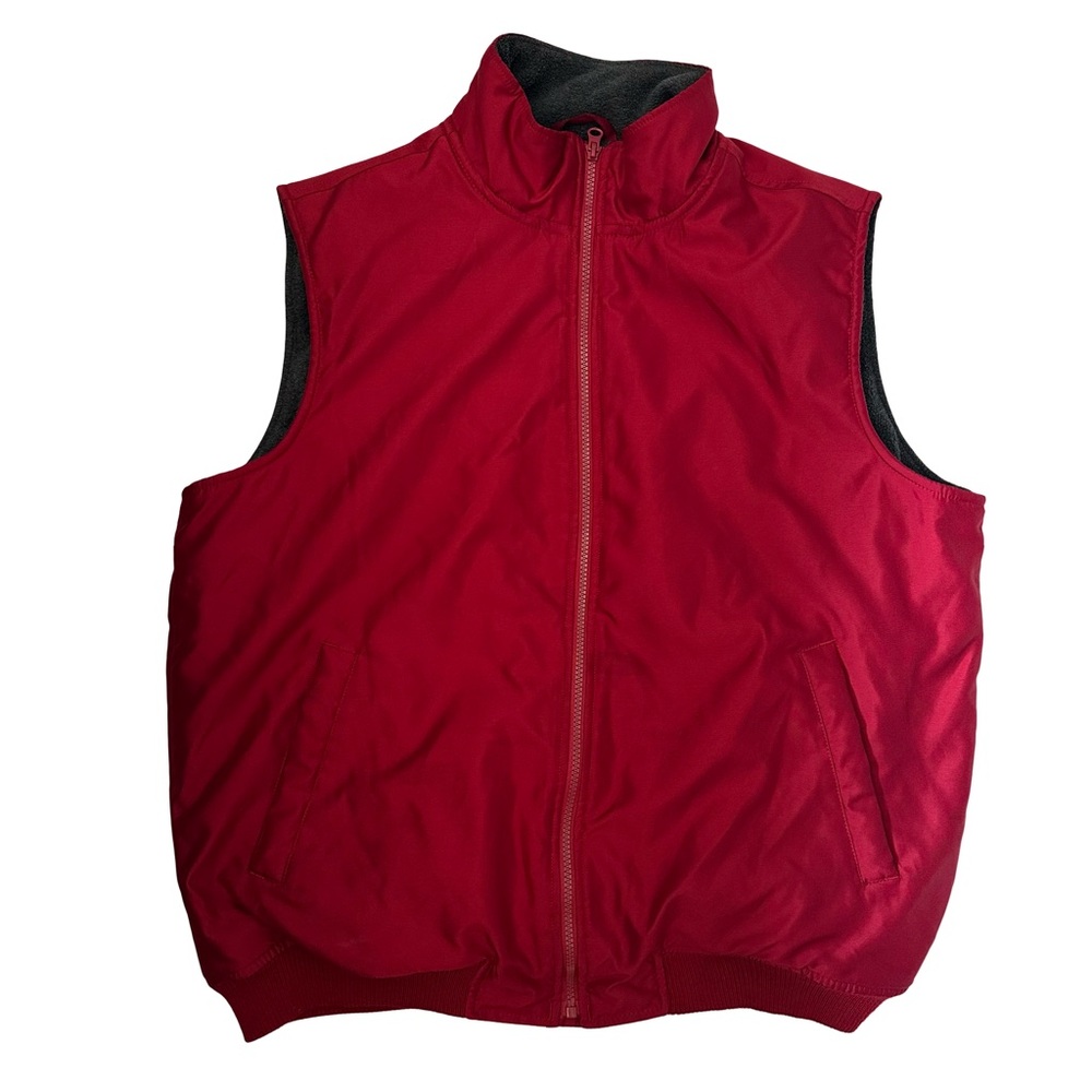 Chaps Red Full Zip Fleece Lined Vest